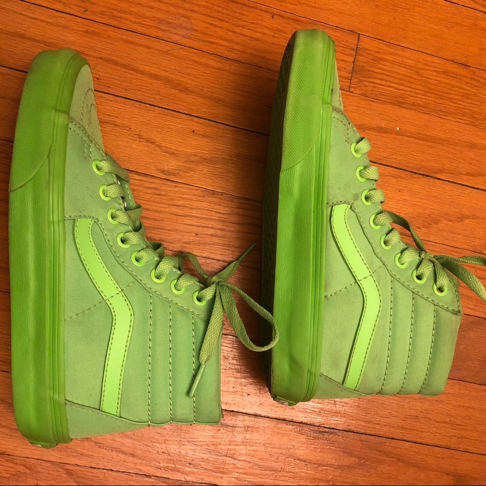 Lime Green Vans High Top - Picture 3 of 5